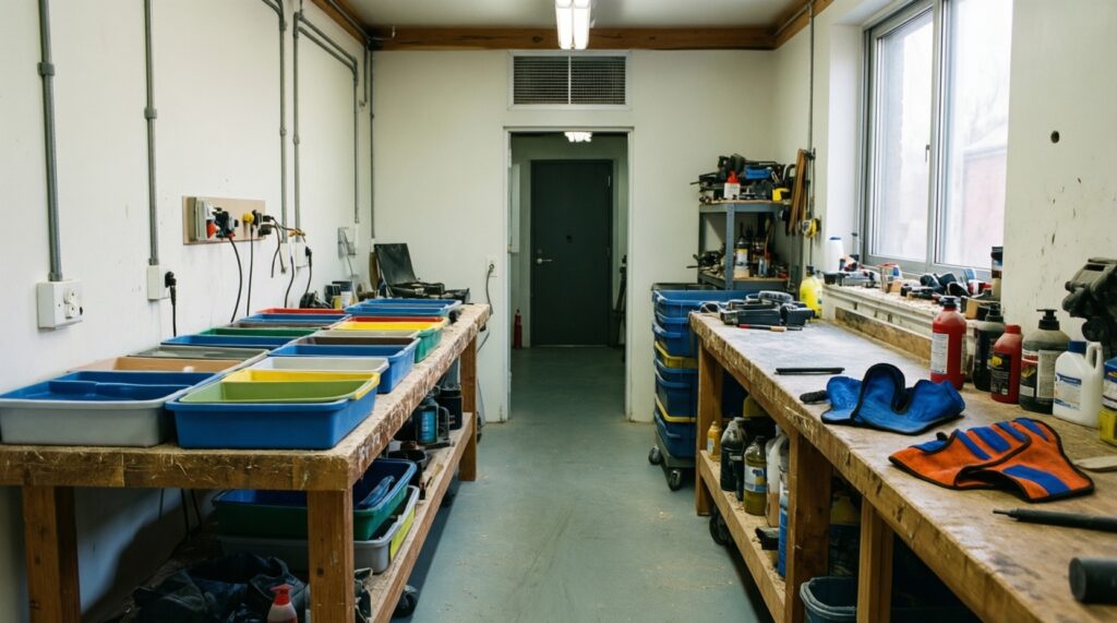 Полевой DIY: простые приспособления для сортировки и хранения находок и металлолома в гараже - иллюстрация