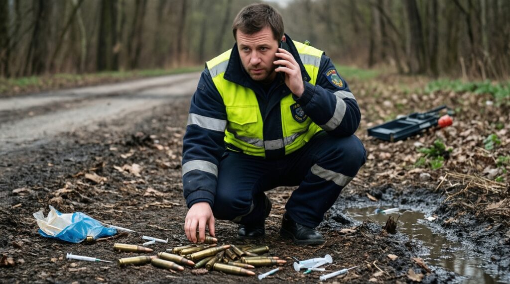 Опасные находки: боеприпасы, химия, острые предметы - алгоритм безопасных действий - иллюстрация